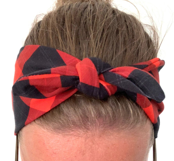 Plaid Rosie Rivet Tie Headband