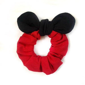 Red & Black Circle Bow Scrunchie