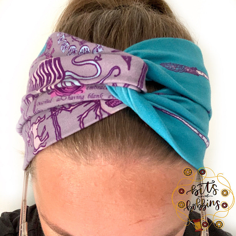 Wand & Creature Journal Crossover Headband - Turquoise and Purple