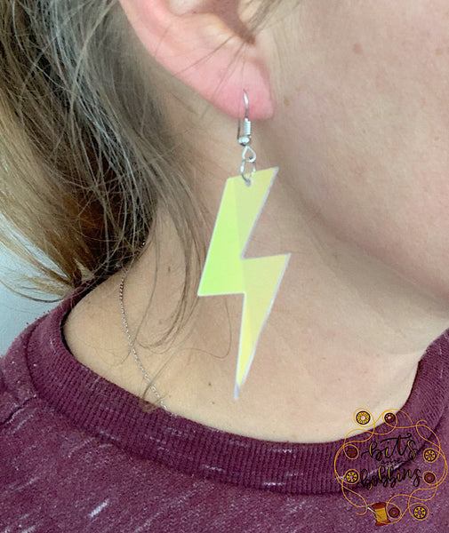 Iridescent Lightening Bolt Earrings