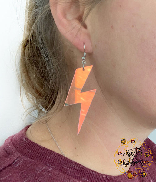 Iridescent Lightening Bolt Earrings