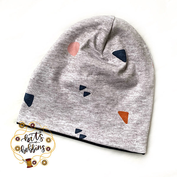 Grey Shapes Slouched Beanie