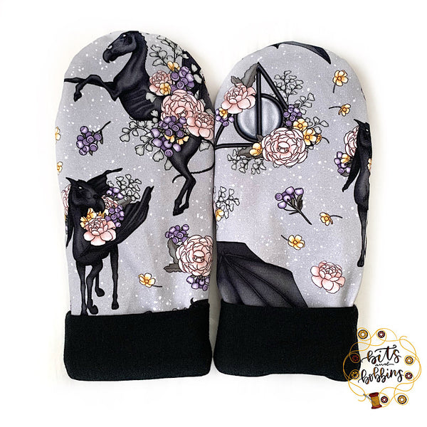 Floral Mourning Horses Mittens
